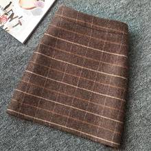 Women autumn winter Retro plaid Thicker Skirt Women Warm Woolen Sweet Elegant A-Line mini skirt 2024 - buy cheap