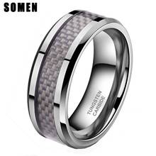 8mm Carbon Fiber Inlay Tungsten Carbide Ring Men Wedding Band Beveled Edges Engagement Rings Fashion Male Jewelry Comfort fit 2024 - buy cheap