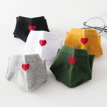 10 Pieces = 5 Pairs/set Elegant Red Heart Women Black White Cotton Socks Ankle Short Cute Casual Funny Classic Girls Sox 2024 - buy cheap