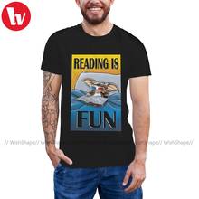 Gizmo gremlin t camisa gizmo leitura é divertido camiseta bonito masculino camiseta de manga curta algodão praia tshirt