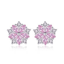 New Fashion Women Earrings Trendy White Pink Cherry Flower Round Pendant AAA Zircon Crystal Earings Party Jewelry 2021 2024 - buy cheap