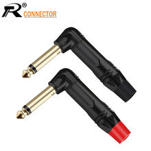 2PCS Right Angle Jack 6.35mm MONO Plug with Mute Switch Big Two-pin Mute Gold-plated Microphone Connector 2024 - buy cheap