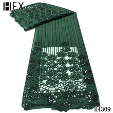 Hfx 2020 tecido de renda tule africano, tecido de malha francesa com lantejoulas e renda para vestido de festa de casamento nigeriano preço de fábrica h4309 2024 - compre barato