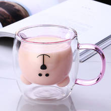 Tazas de café con oso bonito creativo, taza de doble vidrio, Animal, doble capa, leche, zumo, té, tazón taza para mujer, regalo de Navidad para el Día de San Valentín 2024 - compra barato