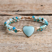 Heart Shape Classic Charm Bracelets String Braided Macrame Bracelets Amazonite  Stone Wrap Bracelet Femme Women Jewelry 2024 - buy cheap