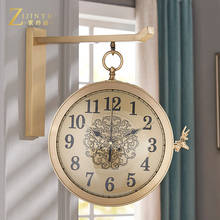Relógio de parede grande decorativo de luxo, moderno, dourado, dupla face, criativo, relógio na parede 2024 - compre barato