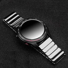Pulseira de cerâmica completa 20mm 22mm, para samsung galaxy watch 42mm 46mm SM-R810/r800 de aço, borboleta pulseira de relógio de fivela, correia de pulseira 2024 - compre barato