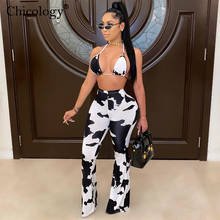 Chicology Milk Cow 2020 Fashion Two Piece Set Bikini Top Flare Pants Sexy 2 Pc Matching Club Outfits Women Summer Fall Clothes 2024 - buy cheap