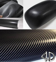 Черная Виниловая оберточная наклейка 4D из углеродного волокна с воздушно-пузырьковой защитой от морщин 2024 - купить недорого