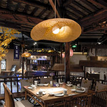 Luminária pendente de vime com lâmpada de bambu chinesa, luz suspensa, decoração de restaurante, hotel, sala de estar 2024 - compre barato