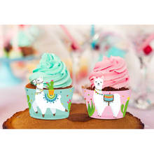 Bebé ducha Kawaii Alpaca Cactus Cupcake borde lindo pastel envoltorio dibujos animados niños cumpleaños fiesta suministros 2024 - compra barato