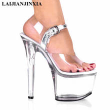 LAIJIANJINXIA New 17CM Super High Heels Sexy Nightclub Party Crystal Waterproof Wedding Sandals Women's Platform Gladiator Shoes 2024 - buy cheap