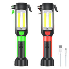 Светодиодный фонарик, магнитный, для ремонта автомобиля, COB, рабочий свет, USB зарядка, портативная лампа для кемпинга/альпинизма/охоты 2024 - купить недорого