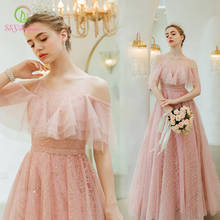 SSYFashion New Sweet Pink Prom Dress Banquet Elegant Floor-length Sequins Beading Long Evening Formal Gown Vestidos De Noche 2024 - buy cheap