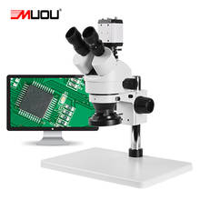 Microscopio estéreo Trinocular digital HD, zoom 3,5, 90x, banco de trabajo grande, cámara 1080P, USB, VGA, CVBS, anillo de luz LED y adaptador 1/3 2024 - compra barato