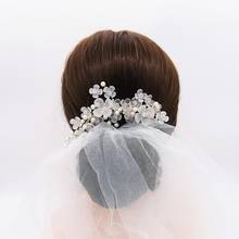 Floralbride-peineta con diamantes de imitación para mujer, accesorio para el cabello, hecho a mano, con perlas de cristal, flor, tocado de novia, joyería 2024 - compra barato