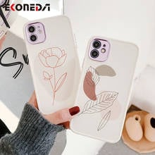 EKONEDA Simple Line Foral Leaf Case For iPhone XR X 12 11 Pro XS Max 7 8 Plus Protective Cases Silicone Soft Shell Phone Cover 2024 - buy cheap