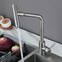 Grifo de fregadero de cocina de acero inoxidable SUS 304, mezclador de agua fría y caliente cepillado con rotación de 360 grados, con un solo MANGO y orificio para cantar 2024 - compra barato
