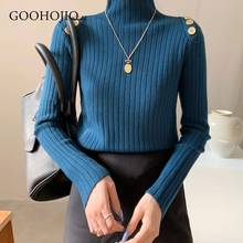 Goohojio novo suéter feminino de outono, pulôver de cor sólida meia gola alta, pulôver fino para mulheres, 2020 2024 - compre barato