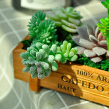 Green Flocking Artificial Succulents Plants Desktop Table Bedroom Office Mini Bonsai Ornament Fake Plants Home Garden Decoration 2024 - купить недорого