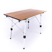 Mesa dobrável portátil de imitação de madeira, mesa dobrável portátil de acampamento e caminhadas para piquenique ao ar livre, ultraleve e ajustável 2024 - compre barato