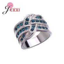New Arrival Pure 925 Sterling Silver Jewelry Special Sprial Cross Design Shinning Rhinestone Fine Rings for Women Female Bague 2024 - buy cheap