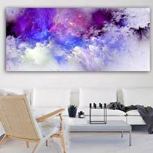 Arte roxa nuvem de pintura a óleo wang, pintura pôster artística para parede de tamanho maior, arte decorativa para sala de estar e casa 2024 - compre barato