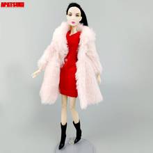 Pink Winter Fur Coat Jacket for Barbie Doll Outfits Boots Clothes for 1/6 BJD Dolls Accessories Overcoat Toys For Children DIY 2024 - buy cheap