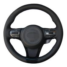 Car Steering Wheel Cover Hand-stitched Soft Black Genuine Leather For Kia K5 Optima 2014 2015 2024 - buy cheap