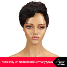Pelucas de cabello humano brasileño Remy para mujeres negras, corte Pixie elegante, color rojo y marrón, baratas 2024 - compra barato