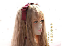 Ribete de encaje gótico rojo oscuro Lolita KC, pasador de pelo, lazo, accesorios para el cabello, tocado para mujer B514 2024 - compra barato