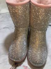 Botines de nieve de cristal para mujer, botines gruesos y cálidos de punta redonda, calzado plano brillante y ostentoso para invierno 2024 - compra barato