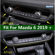 Lapetus frente central ar condicionado ac painel tira decoração quadro capa guarnição preto escovado/prata para mazda 6 2019 2020 2024 - compre barato