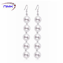 Pendientes de perlas blancas del Mar del Sur para mujer, aretes largos con borla de temperamento, perlas grandes a la moda, Plata de Ley 925, novedad 2024 - compra barato