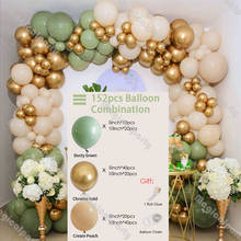 Guirlanda de chá de bebê, 152 pçs, creme, pêssego, verde dourado, cromado, decoração de casamento, suprimentos de festa de aniversário 2024 - compre barato