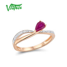 Женское золотое кольцо с рубинами VISTOSO, розовое золото 14 к 585 пробы, с бриллиантами, модные ювелирные украшения из драгоценных камней 2024 - купить недорого