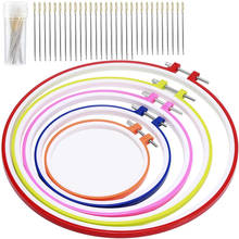 KAOBUY 35PCS Plastic Multicolor Cross Stitch Hoop Sets, Embroidery Frame With Cross Stitch Needles For Embroidery 2024 - buy cheap