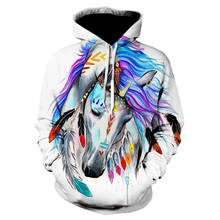 2019 winter new sudadera hombre 3d hoodie printed white horse animal pattern Harajuku interesting hoodies color horse coat 2024 - buy cheap