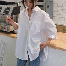 Женская блузка с отложным воротником, винтажная белая Свободная блузка с длинным рукавом, Повседневная рубашка, модель 2020 на осень, 11456 2024 - купить недорого
