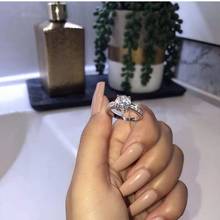 Luxury Design Crystal Ring Wedding Cocktail Party Finger Accessories Prong Setting For Woman Birthday Gifts Jewelry Bijoux 2024 - buy cheap