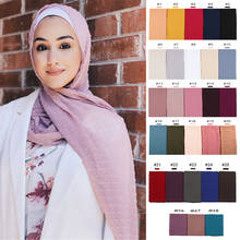 2021 Luxury Pom Bubble Chiffon Hijab Scarf Women Muslim Fashion Scarves Long Shawl Wrap Big Size Islamic Sjaal Bandana 180*70cm 2024 - buy cheap