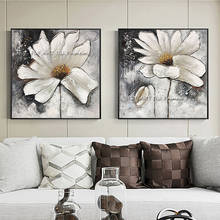 100% Handmade White Flower Modern Abstract Oil Painting On Canvas Thick Wall Art Picture Home Decor For Living Room 2024 - buy cheap