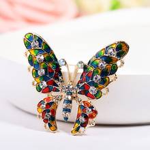 Crystal Vintage Brooches Stylish Butterfly Rhinestone Inlaid Enamel Alloy Brooch Pin Badge Dress Coat Clothes Decor Accessories 2024 - buy cheap
