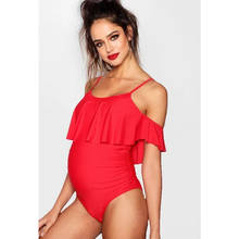Plus Size Maternity Bathing Suit Shoulder Swimsuit with Ruffle One Piece Tube Premama Swimming Wear Solid Pregnant Lady Swimwear 2024 - buy cheap