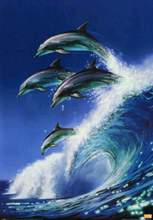 Div 5D Дельфин прыжки голубое море волны океана полная Алмазная краска ing наборы для вышивки крестом художественные животные 3D краски бриллиантами 2024 - купить недорого