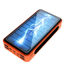 Solar Power Bank Large Capacity 4USB External Fast Charging Outdoor Camping LED Light Suitable for Xiaomi Samsung 2024 - buy cheap