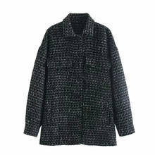 Merodi-Chaqueta larga a cuadros para mujer, abrigo informal de manga larga con cuello vuelto, a la moda, color negro, Za, otoño 2024 - compra barato