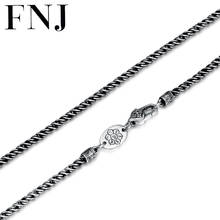 FNJ-collar de cadena de plata 925 para mujer y hombre, Gargantilla fina de 2mm, 3mm, 45cm a 80cm, Original, S925 2024 - compra barato