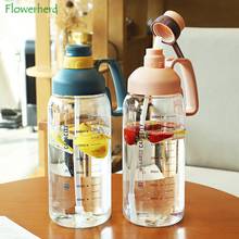Sports Water Bottles with Straw Scale Large Capacity Outdoor Water Bottle Portable Fitness Plastic Bottle 1800ml 2024 - buy cheap