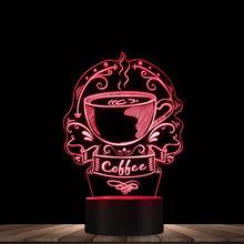 Customized Coffee Logo Decorative Lighting Art Colorful Coffee House Business Sign Caffeine Cafe Logo 3D Led Night Light Gift 2024 - buy cheap